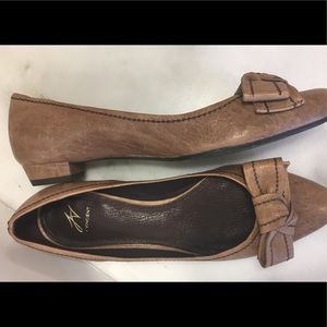 🍁J Vincent Distressed Mocha Leather Bow Shoes🍁